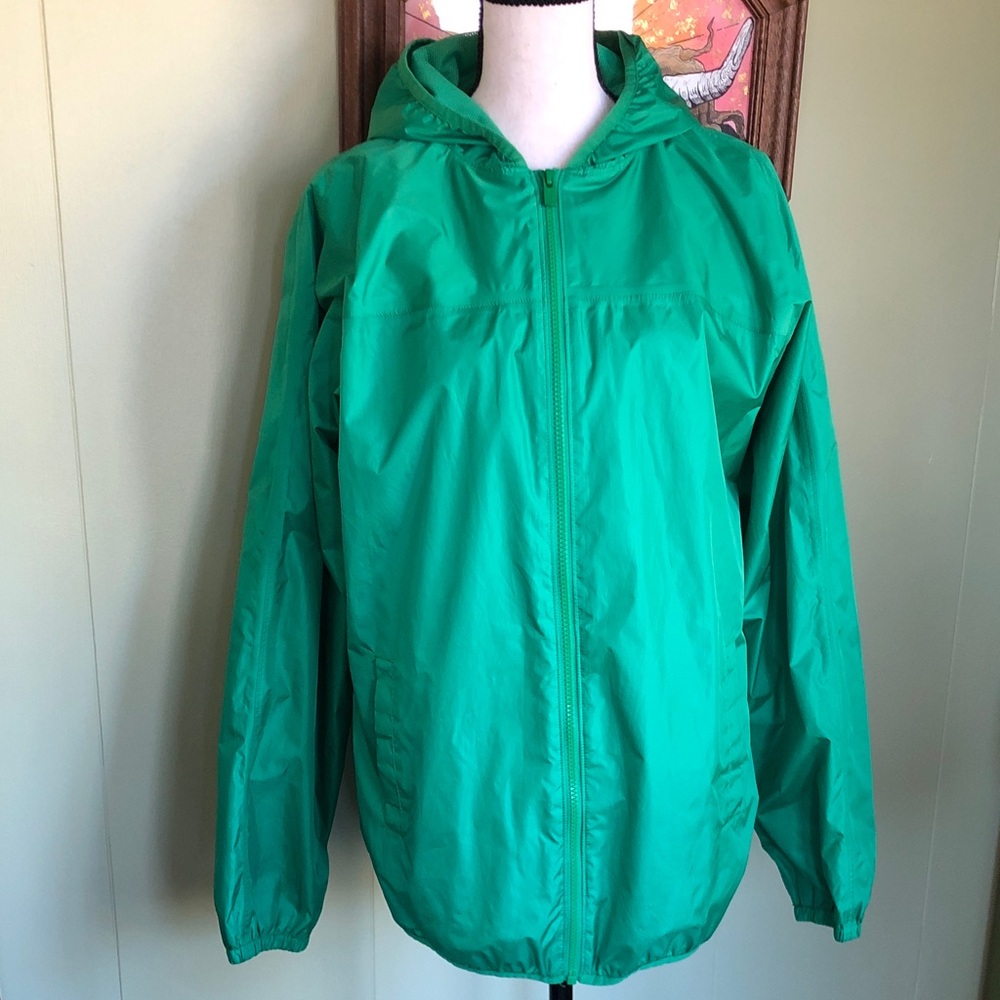 Green Hooded Windbreaker Jacket by Lands End